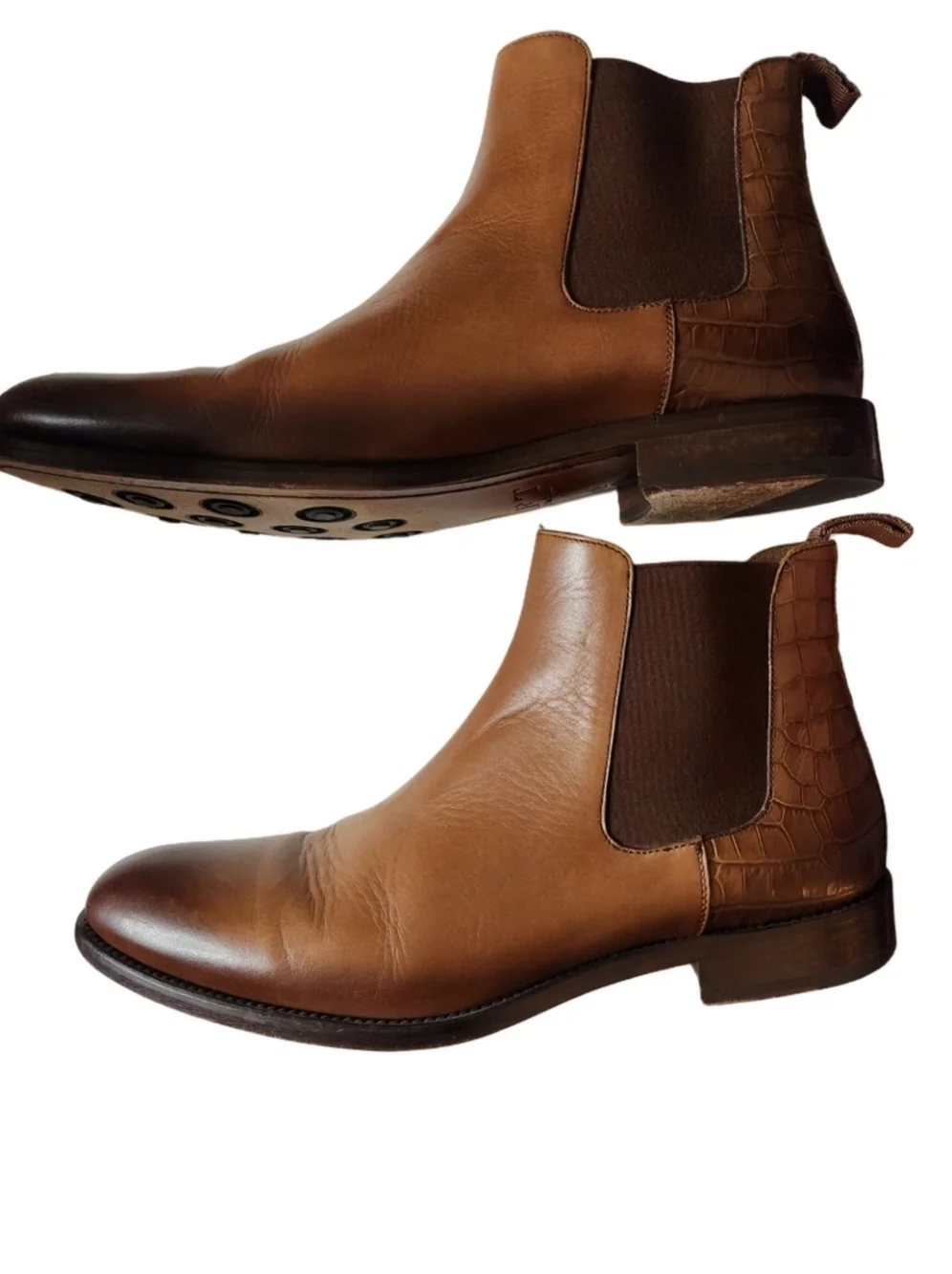 Taft Men's Hiro Leather & Embossed Croc Details Chelsea Boots - Size 42 (9)